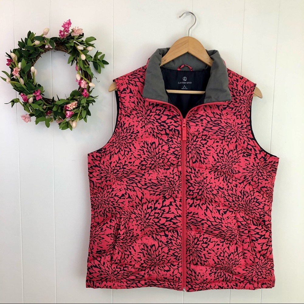 NWOT Lands’ End Pink Dalia Puffer Vest Jacket